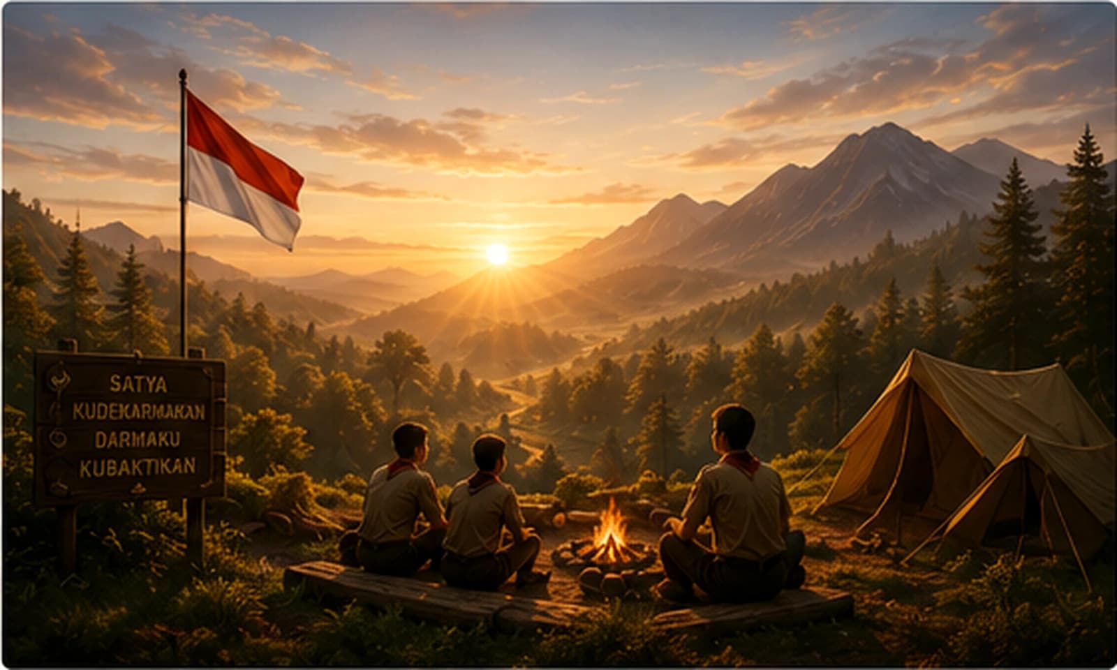 Suasana kegiatan Pramuka sebagai latar Ruang Pramuka